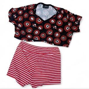 SOLD Killstar Black and Red Floral Pajama Set